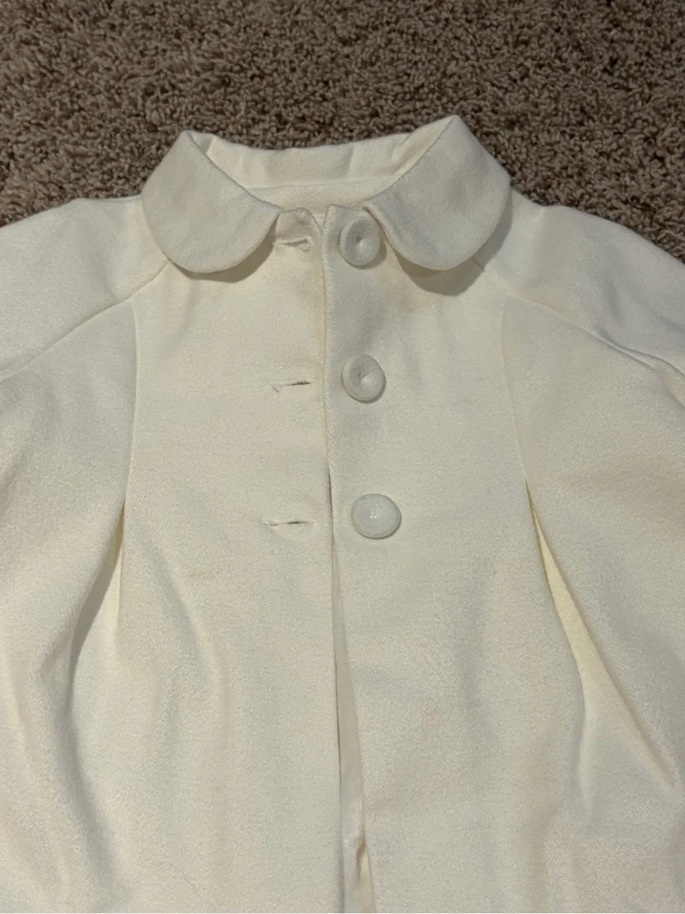 Mayoral Cream Girls' Pea Coat with Peter Pan Collar
